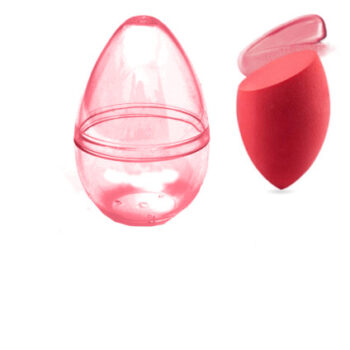 Slanted Makeup Sponge with Transparent Travel Case(Red)